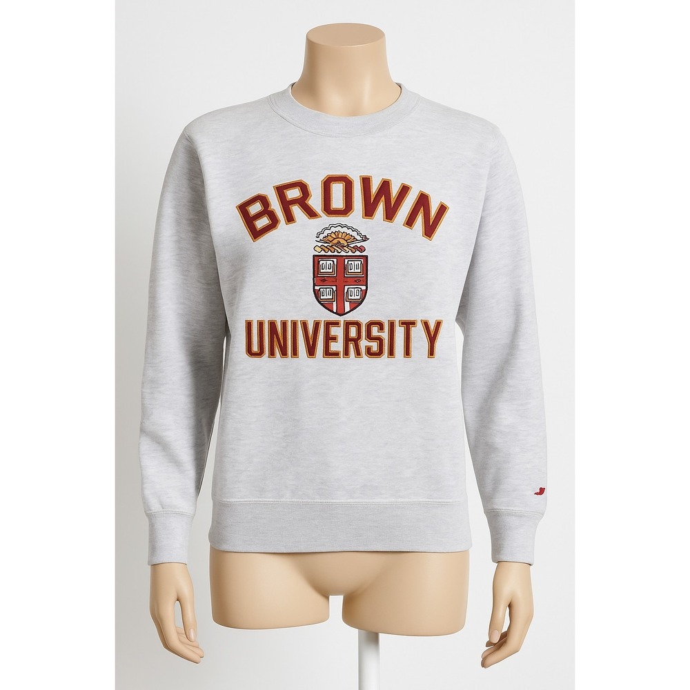 Brown University Sweatshirt Small Gray Embroidered Crest Logo League Crewneck